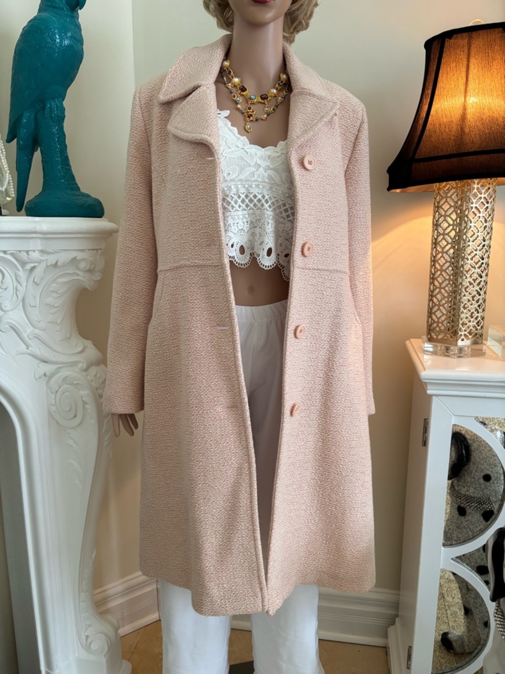Nicole Blush Pink Long Single-Breasted Trench Coat - Picture 10 of 16